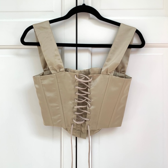 Danielle Guizio Nude Satin Ribbon Corset - Picture 8 of 10